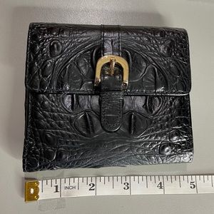 EUC Brahmin black alligator square billfold/wallet